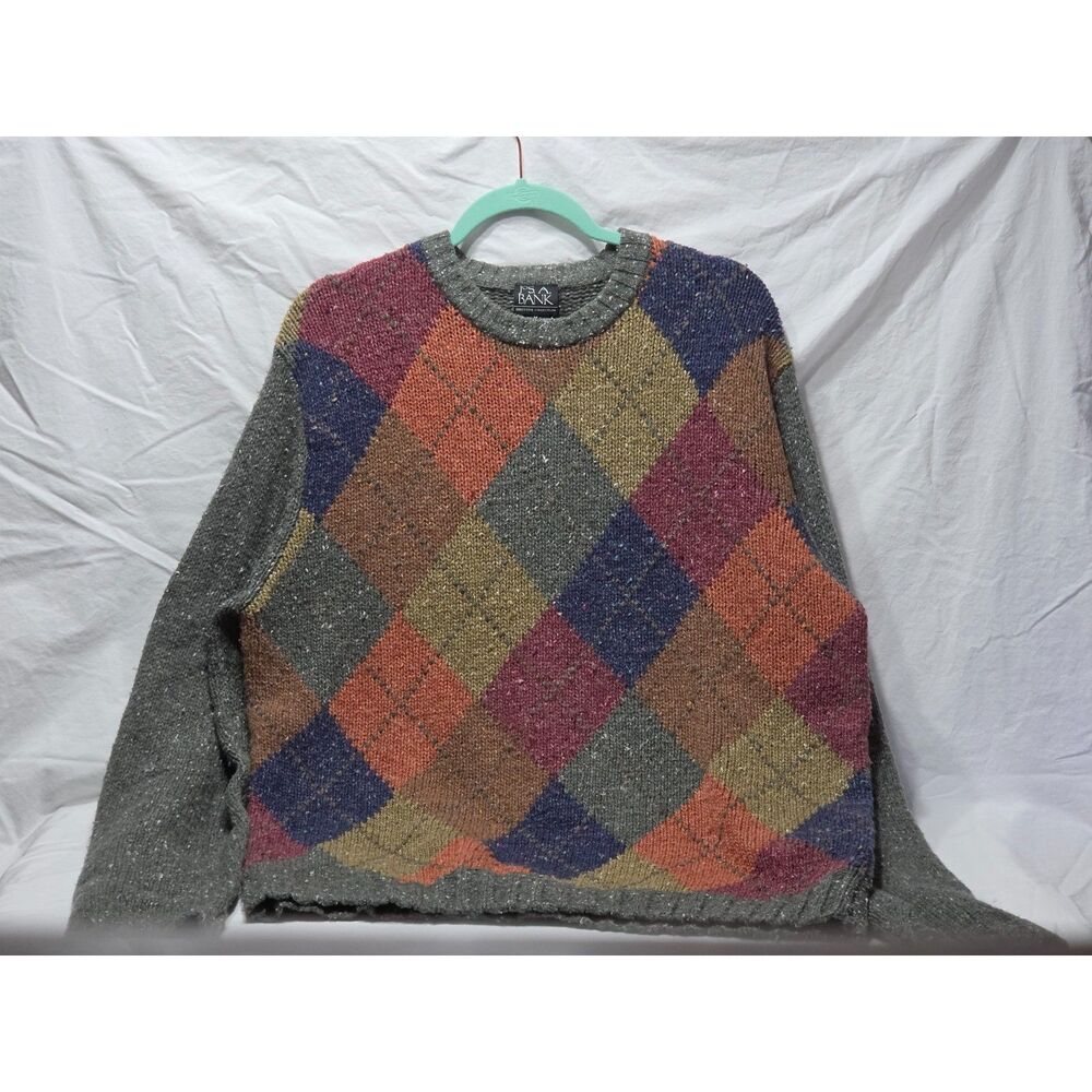Vintage Jos A Bank Exclusive Collection Lambs wool Argyle Sweater Men's Size M